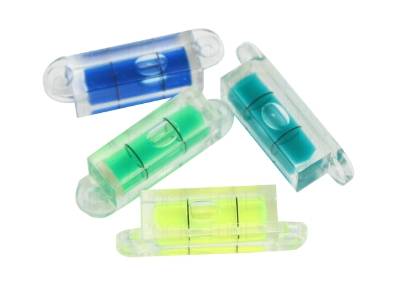 Screw on square bubble level vial in various colors